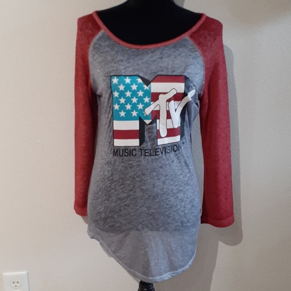 Vintage wear MTV long sleeve sheer top